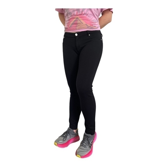 Body C stretchy black leggings/pants 5 pockets design zip/button Women M - Picture 2 of 16